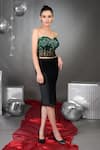 Shop_Talking Threads_Green Corset Tulle Embellished Emerald Rhinestones With Satin Skirt  _Online_at_Aza_Fashions