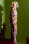Buy_Saundh_Purple Kurta And Palazzo Muslin Silk Printed Ikat Round & Set_Online_at_Aza_Fashions