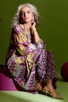 Saundh_Purple Kurta And Palazzo Muslin Silk Printed Ikat Round & Set_at_Aza_Fashions