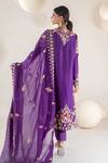 Shop_Pallavi Poddar_Purple Organza Embroidery Floral Round Neck Flower Kurta Pant Set _at_Aza_Fashions