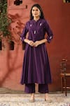 Buy_Weaver Story_Purple Chanderi Silk Embroidery Paisley Placement Kurta Pant Set _Online_at_Aza_Fashions