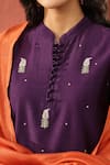 Weaver Story_Purple Chanderi Silk Embroidery Paisley Placement Kurta Pant Set _at_Aza_Fashions