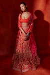 Buy_ANUSHKA KHANNA_Red Silk Crepe Hand Embroidery Geometric Scoop Neck Bridal Lehenga Set _at_Aza_Fashions