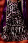 Buy_ANUSHKA KHANNA_Black Silk Crepe Embroidery Tribal Motifs V Neck Lehenga Set _Online_at_Aza_Fashions