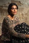 Shop_ANUSHKA KHANNA_Black Silk Crepe Embroidery Sequin Floral Jaal Kurta With Gharara  _at_Aza_Fashions