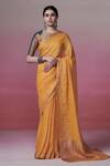 Buy_Dressfolk_Yellow Handloom Linen Zari Golden Glow Saree _at_Aza_Fashions