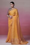 Dressfolk_Yellow Handloom Linen Zari Golden Glow Saree _Online_at_Aza_Fashions