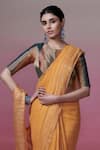 Dressfolk_Yellow Handloom Linen Zari Golden Glow Saree _at_Aza_Fashions