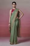 Buy_Dressfolk_Green Handloom Linen Zari Twilight Tunes Border Saree  