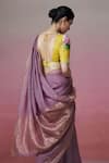 Shop_Dressfolk_Purple Handloom Linen Zari Old School Romance Border Saree _at_Aza_Fashions