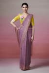 Dressfolk_Purple Handloom Linen Zari Old School Romance Border Saree _Online_at_Aza_Fashions