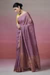 Buy_Dressfolk_Purple Handloom Linen Zari Old School Romance Border Saree _Online_at_Aza_Fashions