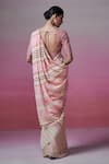 Shop_Dressfolk_Beige Handloom Linen Stripe Vintage Vows Chalk Saree _at_Aza_Fashions