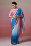 Buy_Dressfolk_Pink Handloom Linen Ombre Dreams Zari Border Saree  _at_Aza_Fashions