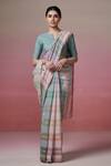 Buy_Dressfolk_Multi Color Handloom Linen Stripes Love Song Saree _Online_at_Aza_Fashions