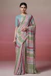 Buy_Dressfolk_Multi Color Handloom Linen Stripes Cherie Amour Saree _at_Aza_Fashions