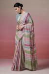 Shop_Dressfolk_Multi Color Handloom Linen Stripes Cherie Amour Saree _Online_at_Aza_Fashions