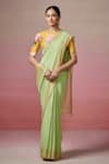 Buy_Dressfolk_Green Handloom Linen Plain Son Of Spring Saree _Online_at_Aza_Fashions