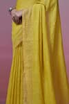 Dressfolk_Yellow Handloom Linen Plain Summer Diary Saree  _Online_at_Aza_Fashions