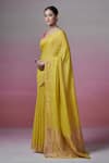 Shop_Dressfolk_Yellow Handloom Linen Plain Summer Diary Saree  _Online_at_Aza_Fashions