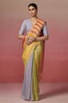 Dressfolk_Multi Color Handloom Linen Plain Block Saree  _Online_at_Aza_Fashions