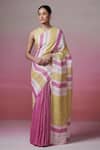 Buy_Dressfolk_Multi Color Handloom Linen Stripes Pattern Saree _at_Aza_Fashions