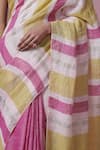 Dressfolk_Multi Color Handloom Linen Stripes Pattern Saree _Online_at_Aza_Fashions