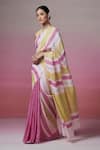 Shop_Dressfolk_Multi Color Handloom Linen Stripes Pattern Saree _Online_at_Aza_Fashions
