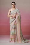 Buy_Dressfolk_Multi Color Handloom Linen Stripes Pattern Saree  _at_Aza_Fashions