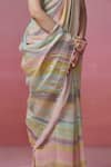 Dressfolk_Multi Color Handloom Linen Stripes Pattern Saree  _Online_at_Aza_Fashions