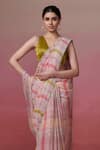 Buy_Dressfolk_Peach Handloom Linen Stripes Color Block Pattern Saree _Online_at_Aza_Fashions