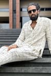 Buy_ALIAUM_Cream Cotton Chequered Pattern Shirt With Trouser _Online_at_Aza_Fashions