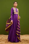 Buy_Vasavi Shah_Purple Silk Embroidered Gota Round Anarkali With Dupatta  _at_Aza_Fashions