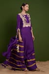 Buy_Vasavi Shah_Purple Silk Embroidered Gota And French Knot Work Kurta & Palazzo Set _at_Aza_Fashions