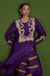 Buy_Vasavi Shah_Purple Silk Embroidered Gota And French Knot Work Kurta & Palazzo Set _Online_at_Aza_Fashions