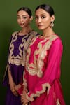 Shop_Vasavi Shah_Purple Silk Embroidered Gota And French Knot Work Kurta & Palazzo Set _at_Aza_Fashions