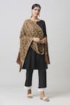 Buy_Toosh Kashmir_Brown Sozni Embroidered Jaaldar Pashmina Shawl _Online_at_Aza_Fashions