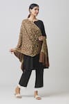 Toosh Kashmir_Brown Sozni Embroidered Jaaldar Pashmina Shawl _at_Aza_Fashions