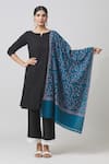 Shop_Toosh Kashmir_Blue Sozni Hand Embroidered Jaaldar Pashmina Shawl _at_Aza_Fashions