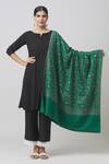 Shop_Toosh Kashmir_Green Sozni Floral Embroidered Jamawar Pashmina Shawl _at_Aza_Fashions