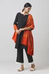 Buy_Toosh Kashmir_Orange Sozni Hand Embroidered Pashmina Shawl _at_Aza_Fashions