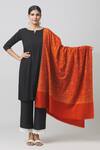 Shop_Toosh Kashmir_Orange Sozni Hand Embroidered Pashmina Shawl _at_Aza_Fashions