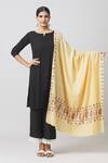 Buy_Toosh Kashmir_Cream Sozni Hand Embroidered Palldar Pashmina Shawl _Online_at_Aza_Fashions