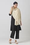 Toosh Kashmir_Off White Sozni Floral Vine Embroidered Pashmina Shawl _at_Aza_Fashions