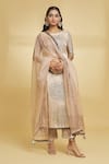 Buy_Maayera Jaipur_Beige Mul Satin Silk Organza Floral Mandala Pattern Kurta Pant Set  _at_Aza_Fashions