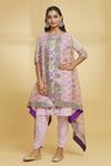 Buy_Maayera Jaipur_Purple Silk Organza Embroidered Floral Pattern Cape Tulip Pant Set  _at_Aza_Fashions