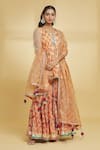 Buy_Maayera Jaipur_Orange Mul Satin Silk Organza Floral Pattern Anarkali Gharara Set  _Online_at_Aza_Fashions