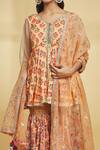 Shop_Maayera Jaipur_Orange Mul Satin Silk Organza Floral Pattern Anarkali Gharara Set  _Online_at_Aza_Fashions