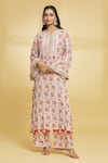 Buy_Maayera Jaipur_Multi Color Crepe Silk Print Wildflower Bloom Round Kurta With Palazzo  _at_Aza_Fashions