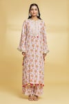 Maayera Jaipur_Multi Color Crepe Silk Print Wildflower Bloom Round Kurta With Palazzo  _Online_at_Aza_Fashions